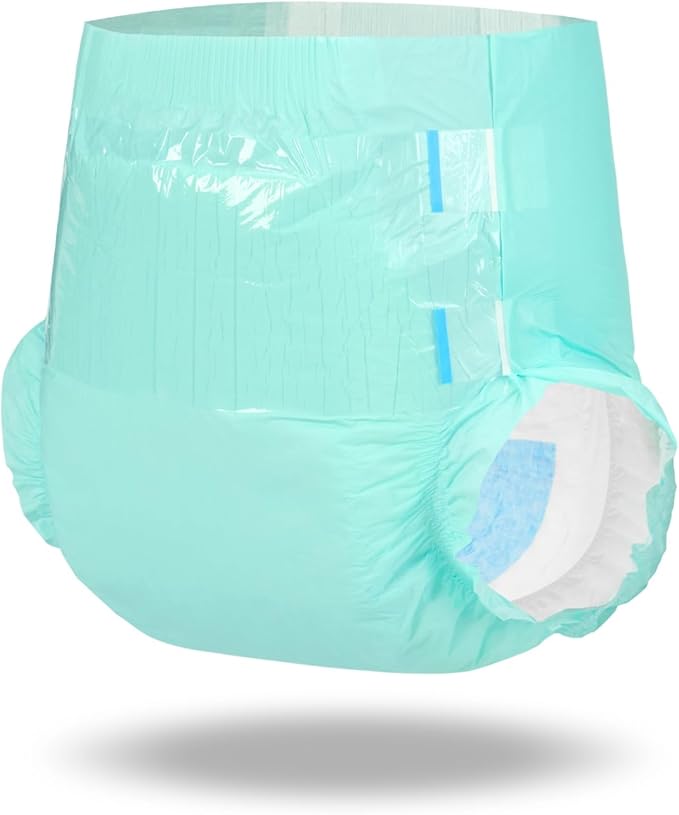 Littleforbig Adjustable Tapes Adult Diaper 2 Pieces - ABDry Ultra Absorbent Diapers Green (Medium 28"-38")