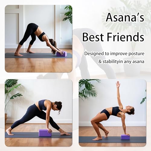 SAMTKA 2 Yoga Blocks Supportive Accessories including 2 Knee Pads, 2 With Strap To Put Less Weight On Wrists, 1 Muscle Mas...