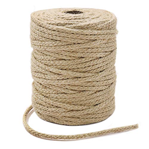 Tenn Well Jute Twine, 200Feet 3.5mm Braided Jute Rope, Natural Twine String for Crafts, Gift Wrapping, Gardening, Recyclin...
