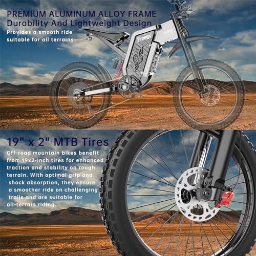 Freego X2 Electric Motorcycle for Adults, Electric Dirt Bike for Teens 6000W Motor 60V/30Ah Battery Long Range, 50MPH Off ...