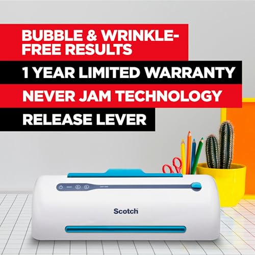 Scotch PRO TL906 Thermal, Laminator Machine, 1 Laminating Device, White/Blue, Laminate Recipe Cards, Photos, Documents, fo...