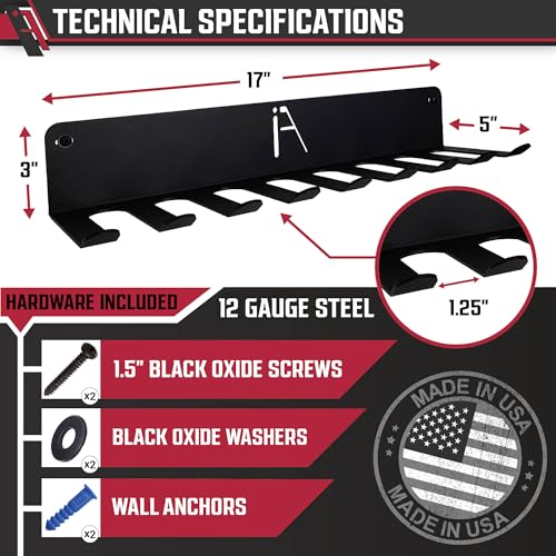 IRON AMERICAN) Gym Storage Hanger/Heavy Duty Multi-Purpose Gym Rack for Lifting Belts, Chains, Exercise Bands, Jump Ropes...