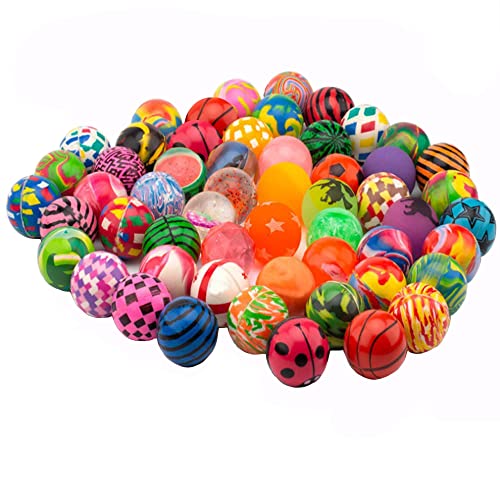 OBTANIM 100 Pieces Colorful Bouncy Balls Bulk Mixed Pattern High Bouncing Balls for Kids Party Favors, Prizes, Birthdays G...
