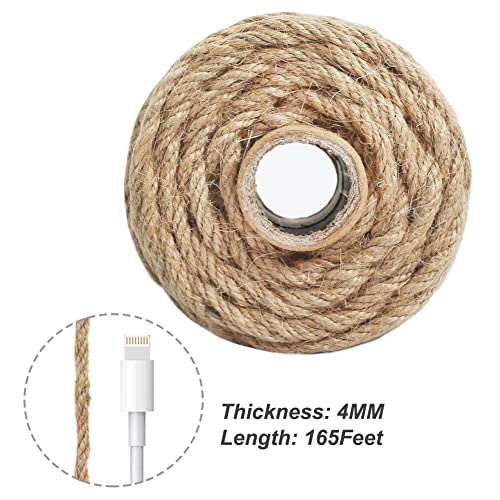Vivifying Jute Twine, 165 Feet 4mm Thick Natural Jute Rope for Crafts, Garden Ties, Climbing Plants, Hanging and Packing (...