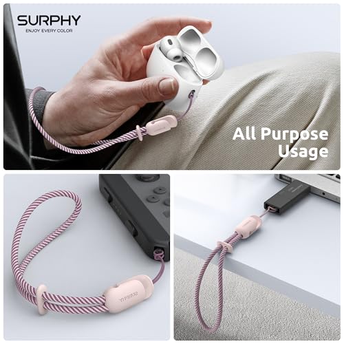 SURPHY 2 Pack Phone Lanyard for Cellphone Case, Phone Wrist Strap for Case, Cellphone Strap with 2-Color Braided, Charm Wr...
