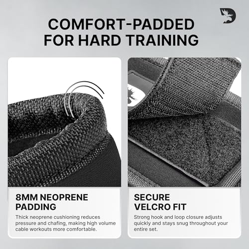 DMoose Fitness Ankle Strap for Cable Machine - One Size Fit with Premium Padding Cuffs, Ankle Bands for Working Out, Booty...