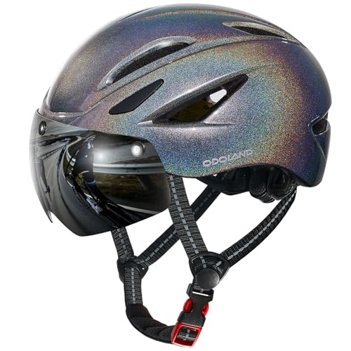 Odoland Bike Helmet with Magnetic Sun Visor for Adults, Glasses-Friendly Design Adjustable Dial Cycling Helmet for Men & W...