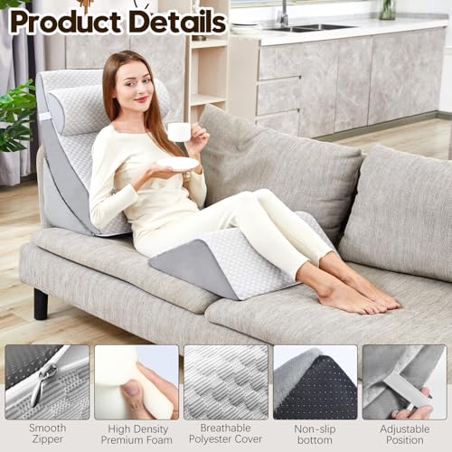 PIASHJOY 4pcs Wedge Pillow Set for After Surgery,Bed Wedge Pillows for Sleeping,Post Surgery Recovery， 45 Degree Wedge Pil...