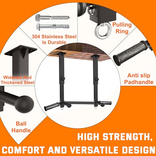 Ceiling Mount Pull Up Bar for Garage/Basement/Rafter - Heavy Duty 800LBS Adjustable Height Multi-Grip Chin Up Bar,Ceiling ...