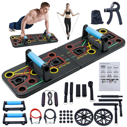 Push-up board, home gym, portable fitness equipment, Pilates bar, and 20 fitness accessories, including resistance bands a...