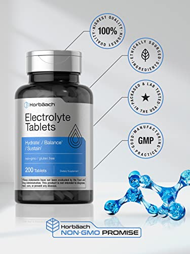 Horbäach Electrolyte Tablets | 200 Count | Vegetarian | Keto-Friendly | Non-GMO, and Gluten Free Hydration Supplement