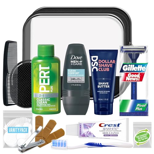 Convenience Kits International Men’s Super Deluxe, 16-Piece Kit with Travel Size TSA Compliant Essentials in Reusable Zipp...