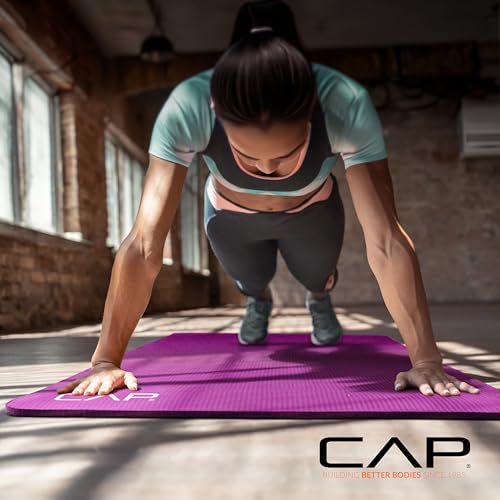 CAP Barbell 1/2-Inch High Density Exercise Yoga Mat with Strap | Multiple Options