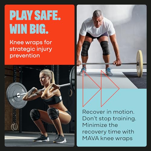Mava Sports Knee Wraps (Pair) for Men & Women | Ideal for Cross Training, WODs, Gym Workouts, Weightlifting, Fitness & Pow...