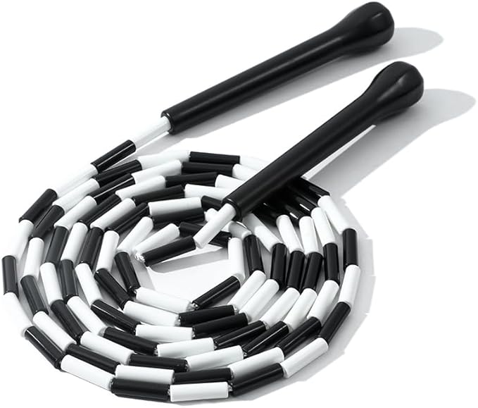 Experience Smooth and Adjustable Jumping with the IDOU Beaded Jump Rope - Unbreakable Handles, Tangle-Free Rotation, and C...