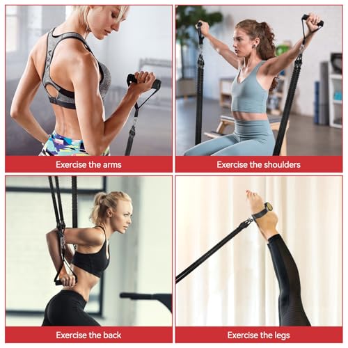 2026 Upgrade Foot Pedal Resistance Band, Adjustable 4-Tube Elastic Pull Rope Fitness Sit-up Exercise Equipment at Home Gym...