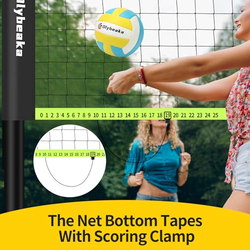 32ft Regulation Size Portable Outdoor Volleyball Net Set System for Backyard Beach with Height Adjustable Poles, PU Volley...