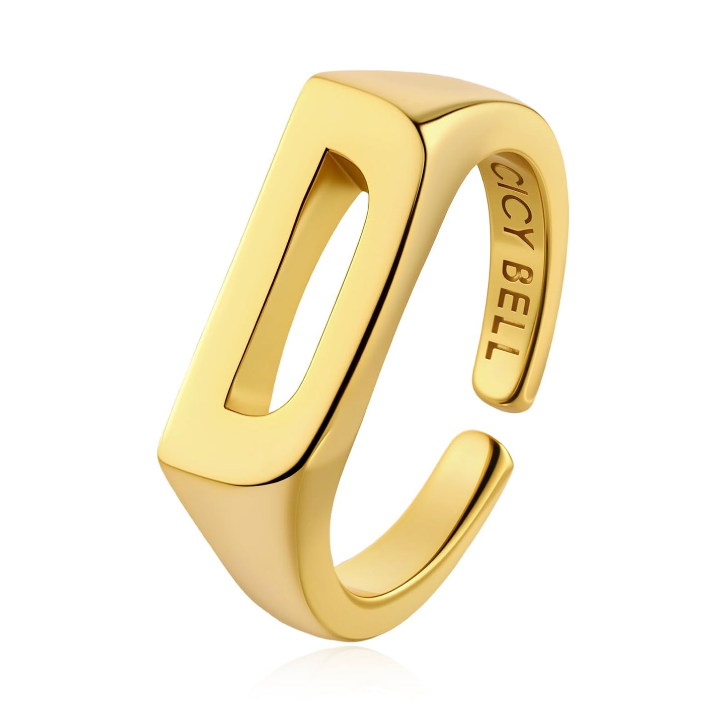 Cicy Bell Womens 18k Gold Plated Initial Statement Rings Bold Letter Personalized Initial Stacking Rings