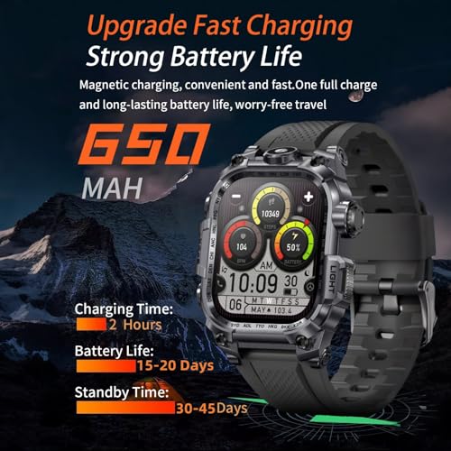 Desong Military Smart Watch for Men (Make/Answer Call), 2.01" HD Screen Smartwatches for Android and iPhone,Long Time Stan...