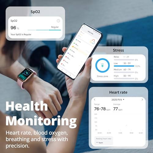 Fitness Tracker Smart Watch for Men Women, 1.47" HD with Bluetooth, 24/7 Heart Rate & Blood Oxygen Monitor, Sleep & Step C...