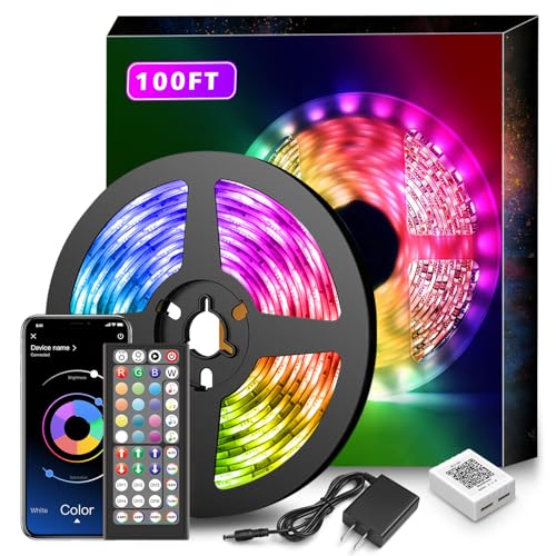 Nexillumi Led Lights for Bedroom 100ft Music Sync Color Changing Led Strip Lights Smart with Remote and App Control Built-...