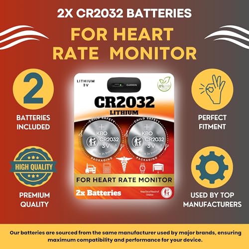 Heart Rate Monitor Chest Strap Batteries (2-Pack) CR2032 – Garmin HRM 200, HRM-Dual, Powr Labs, COOSPO, Magene, MOOFIT, KY...