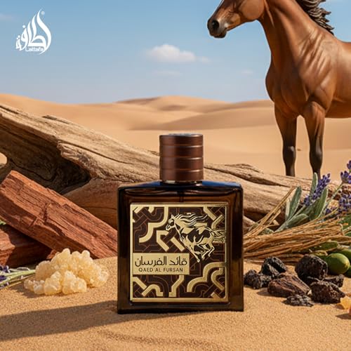 Lattafa Qaed Al Fursan - Oriental, Fruity, Fresh, Amber Wood - Eau de Parfum Long-Lasting Fragrance for Unisex, 3.40 Ounce / 100 ml