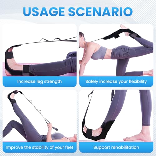 JIURUN Calf Stretcher and Foot Rocker for Plantar Fasciitis - Leg Stretching Strap, Hamstring and Calf Stretcher, Suitable...
