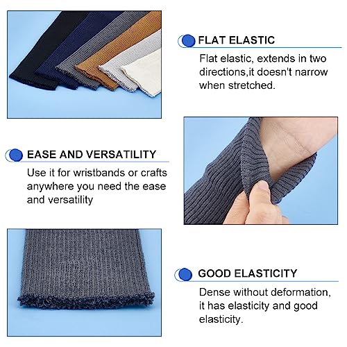 BENECREAT 6 Colors Knit Cuff Sleeve Ribbing Cuff Fabric, 15.7x2.75" Tubular Rib Cuffing Replacement for Waistband Leg Arms...