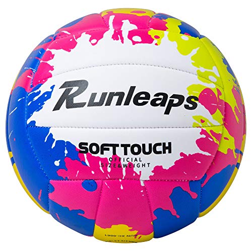 Runleaps Beach Volleyball Official Size 5 Soft Waterproof Volleyball Sand Sports PU Ball for Indoor, Outdoor, Pool, Gym, T...