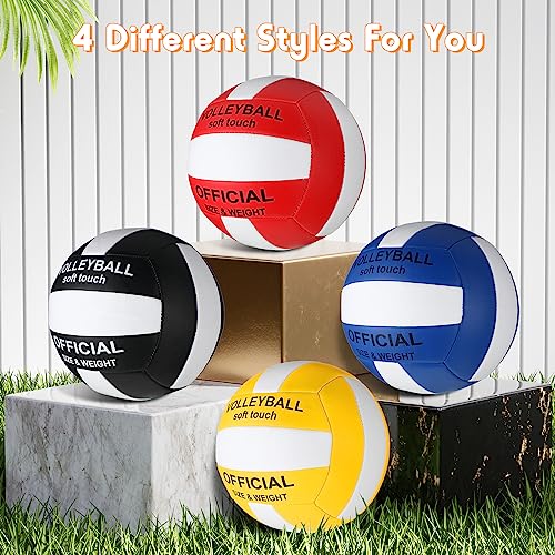 Libima 4 Pack Volleyballs Official Size 5 Soft Waterproof Lightweight Volleyballs Light with Pump and Net Bag for Beginner...