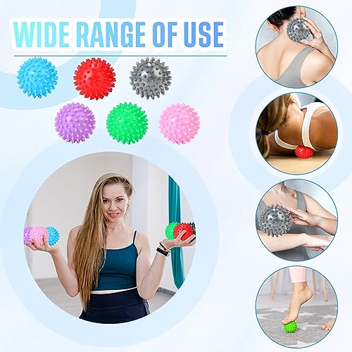 Liliful 12 Pcs Spiky Massage Ball, Hard Foot Ball Roller Massager Firm Foot Arch Trainer for Deep Tissue, Plantar Fasciiti...
