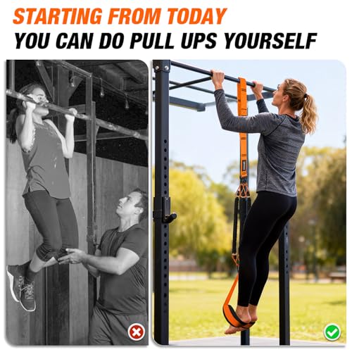 UZTUGG Heavy Duty Pull Up Assistance Bands, Pull Up Assist Band with Dual Foot Rests for Men, Home Gym Strength Training E...