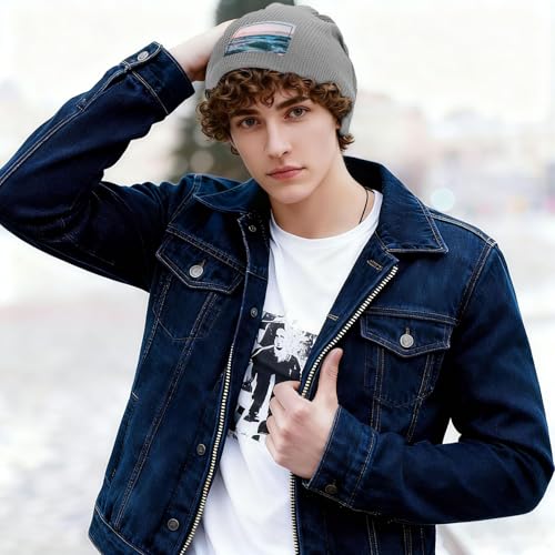 Ocean Waves Print Lightweight Waffle Pullover Hat Men Women Winter Headwear Outdoor Camping Travel