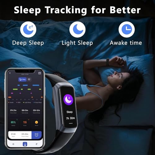BSLIZHEN Fitness Tracker with 24/7 Blood Oxygen Heart Rate and Sleep Monitor,IP68 Waterproof,1.10''AMOLED Touch Color Scre...