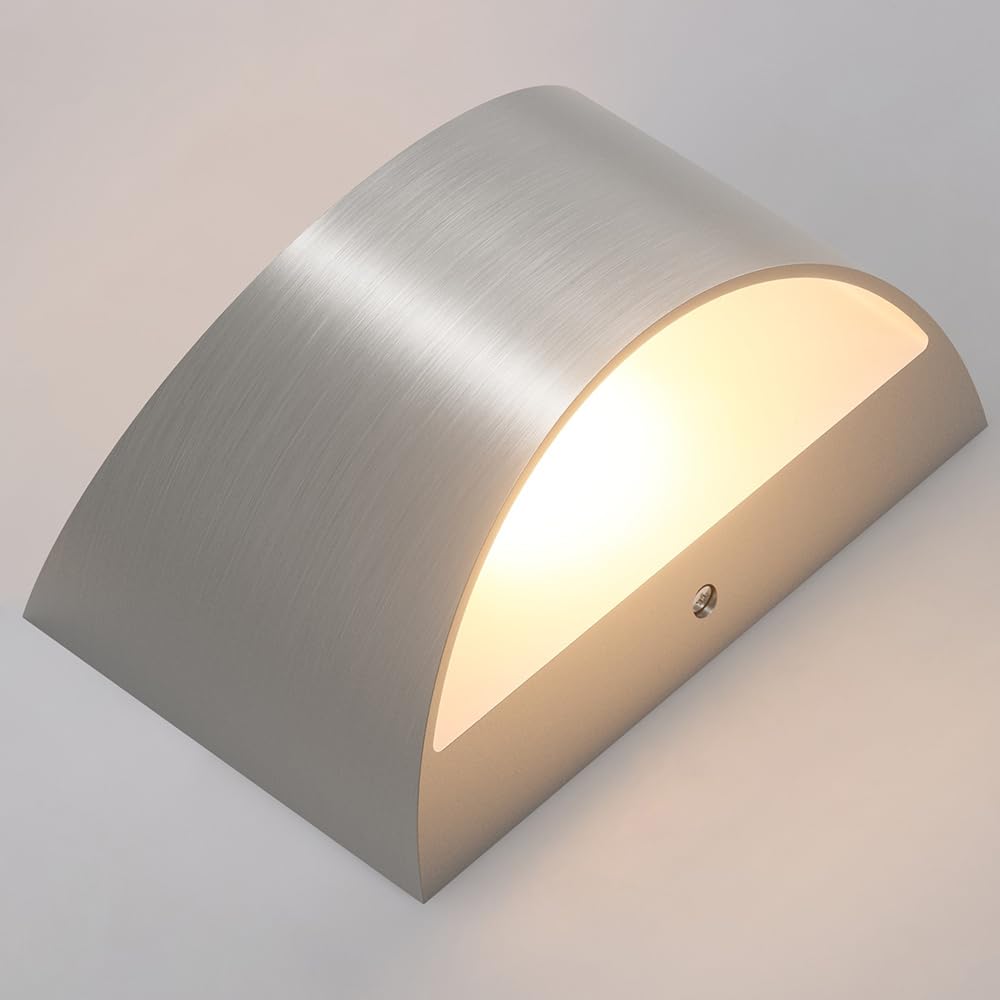 Aipsun LED Wall Sconce Set of 2, Nickel Aluminum, Warm White 3000K, Hardwired Indoor Light, Model 9206
