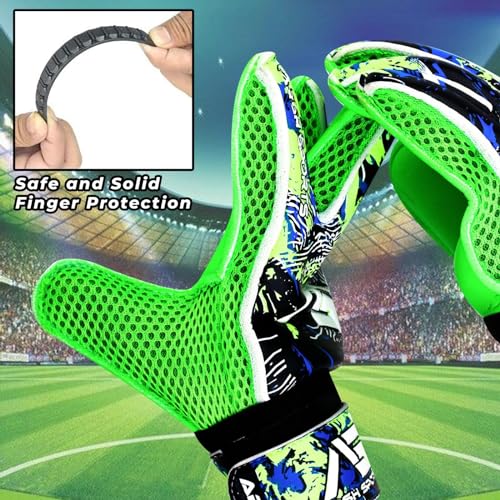Arsh Sports Soccer Goalie Gloves, Football Goalkeeper Gloves for Kids Youth & Adult Strong Grip Finger Save 4mm Latex Fing...
