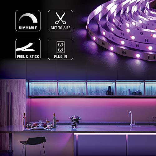 Armacost Lighting RibbonFlex 16ft RGB+W Smart LED Tape Light Kit, Multicolor, Model 423500, Plastic Material