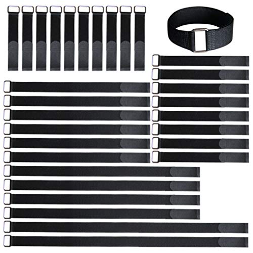 VIGAER 8"12"18"24"30" Hook and Loop Fastening Cable Strap - 30 Pack Reusable Nylon Extend Securing Strap - Adjustable Cinc...
