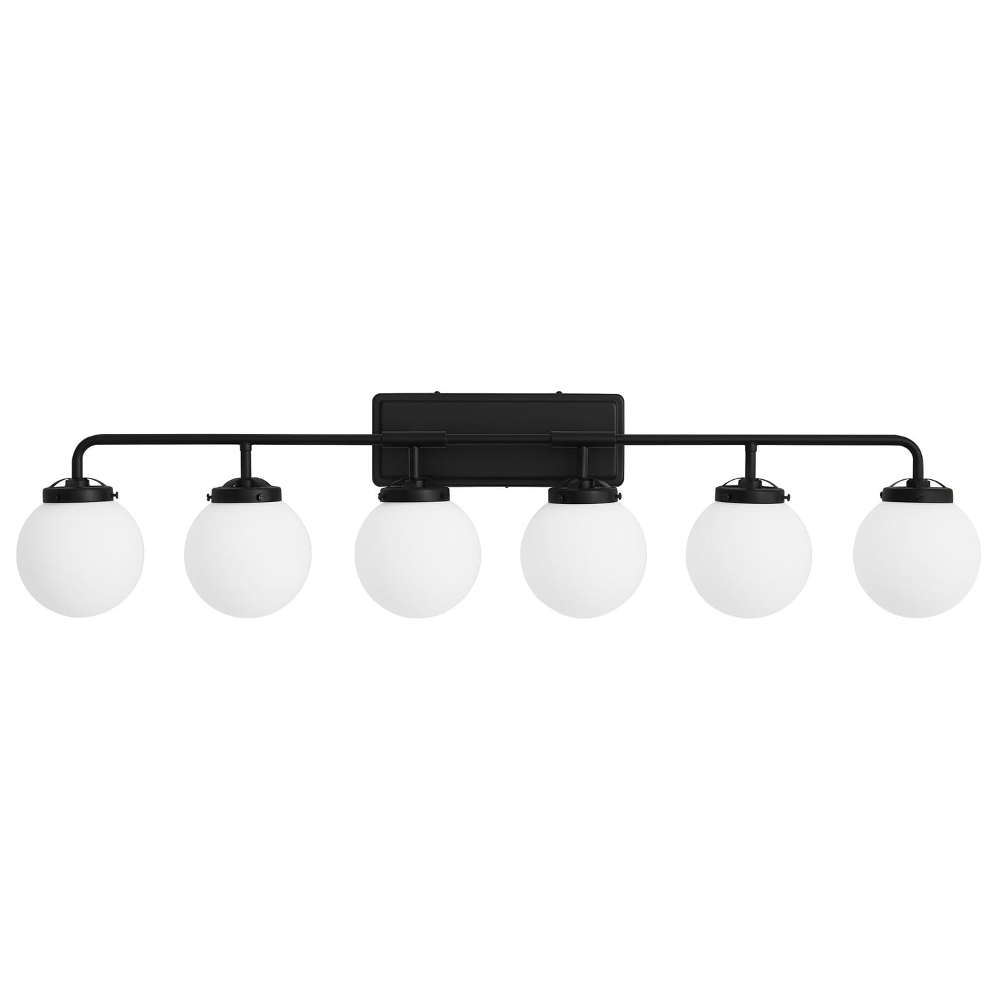 Deyidn Bathroom Light Fixtures Over Mirror, 6-Light Matte Black Vanity Lighting with Milk White Glass Globe Shades Modern Wall Sconce