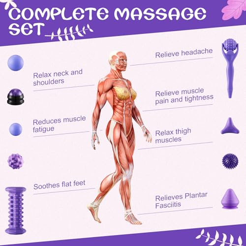 Ceenna 9 Pcs Massage Balls Set for Myofascial Point Release & Deep Massage Tissue Includes Lacrosse, 360° Rotating Mountab...