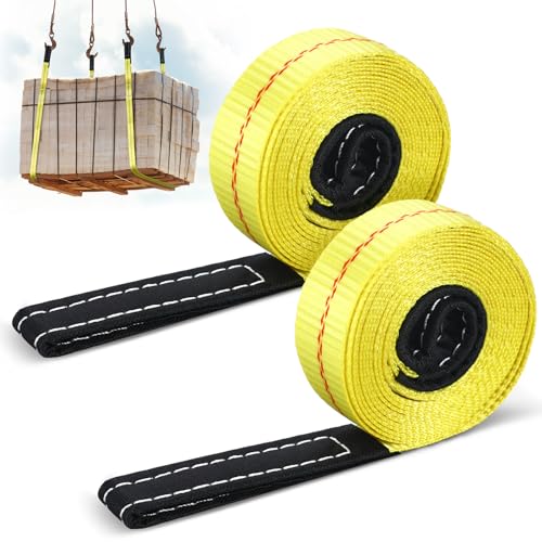 Shappy 2 Pcs 10' x 1" Lifting Sling Straps Heavy Duty Lifting Nylon Sling Web Slings Tree Saver Recovery Strap for Constru...