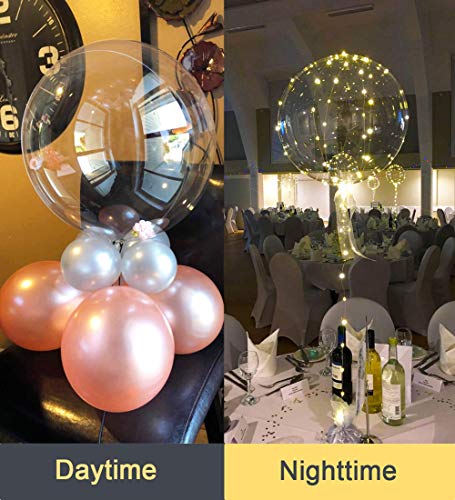LED Balloons 10 Pack, Light Up Balloons 20 Inches Clear Helium Bobo Balloon, Glow Bubble Balloons with String Lights for V...
