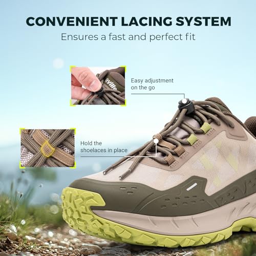 FitVille Men Waterproof Hiking Shoes Extra Wide Walking Shoes Slip-Resistant Trekking Trainers All-Terrain Quick Lace Snea...
