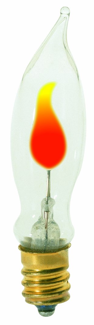 Satco Petite Candelabra Base Flicker Bulb, 2-3W, Clear Glass, Model S3761
