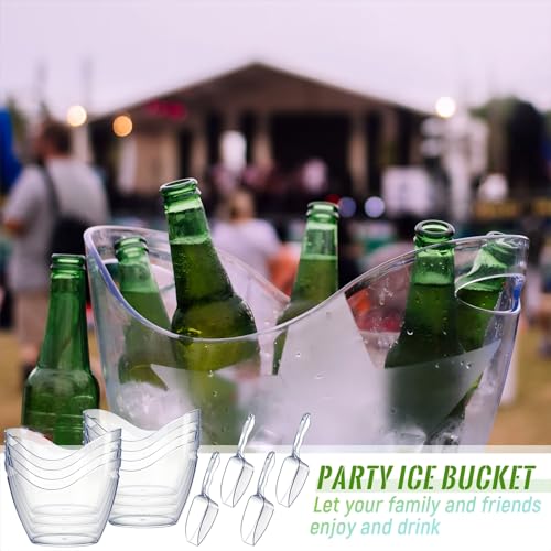 Cunhill 24 Pieces Plastic Clear Ice Bucket with Scoops Clear Acrylic Ice Tub Plastic Wine Bucket Party Beverage Chiller Bi...