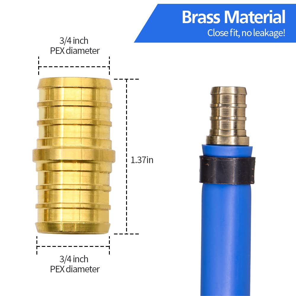 15pcs 3/4" PEX Fittings, Elbow TEE Straight Couplings Set, PEX Brass Crimp Fitting Combo with Tees, Elbows, Straights