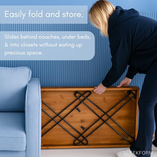 Sleekform Wood Folding Table - Portable Folding Desk - No Assembly Easy Fold Desks for Small Spaces - Space Saving Collaps...