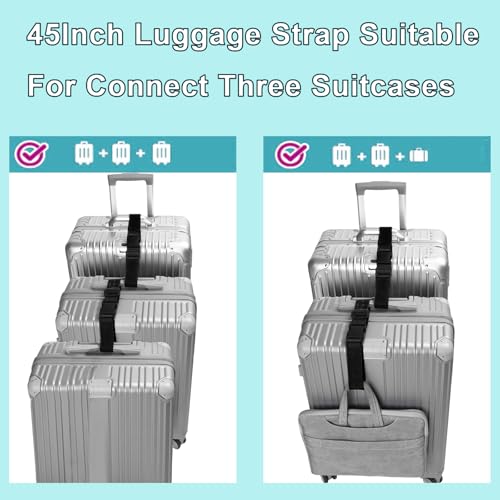 Luggage Straps for Suitcases TSA Approved, Travel Accessories to Connect Two Suitcase, Add Bag Luggage Straps for Carry On...