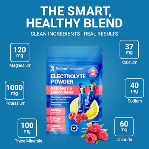 Dr. Berg (Improved Flavor) Sugar-Free Electrolyte Powder Packets with 1000 mg Potassium | Hydration Packets | Keto Electro...